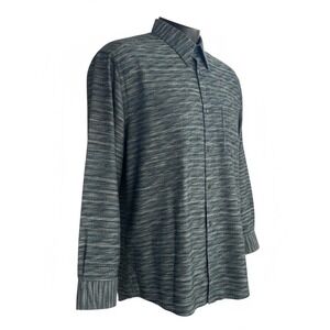Jhane Barnes Neiman Marcus M Shirt L/S Woven in Japan Blue Green Textured Weave